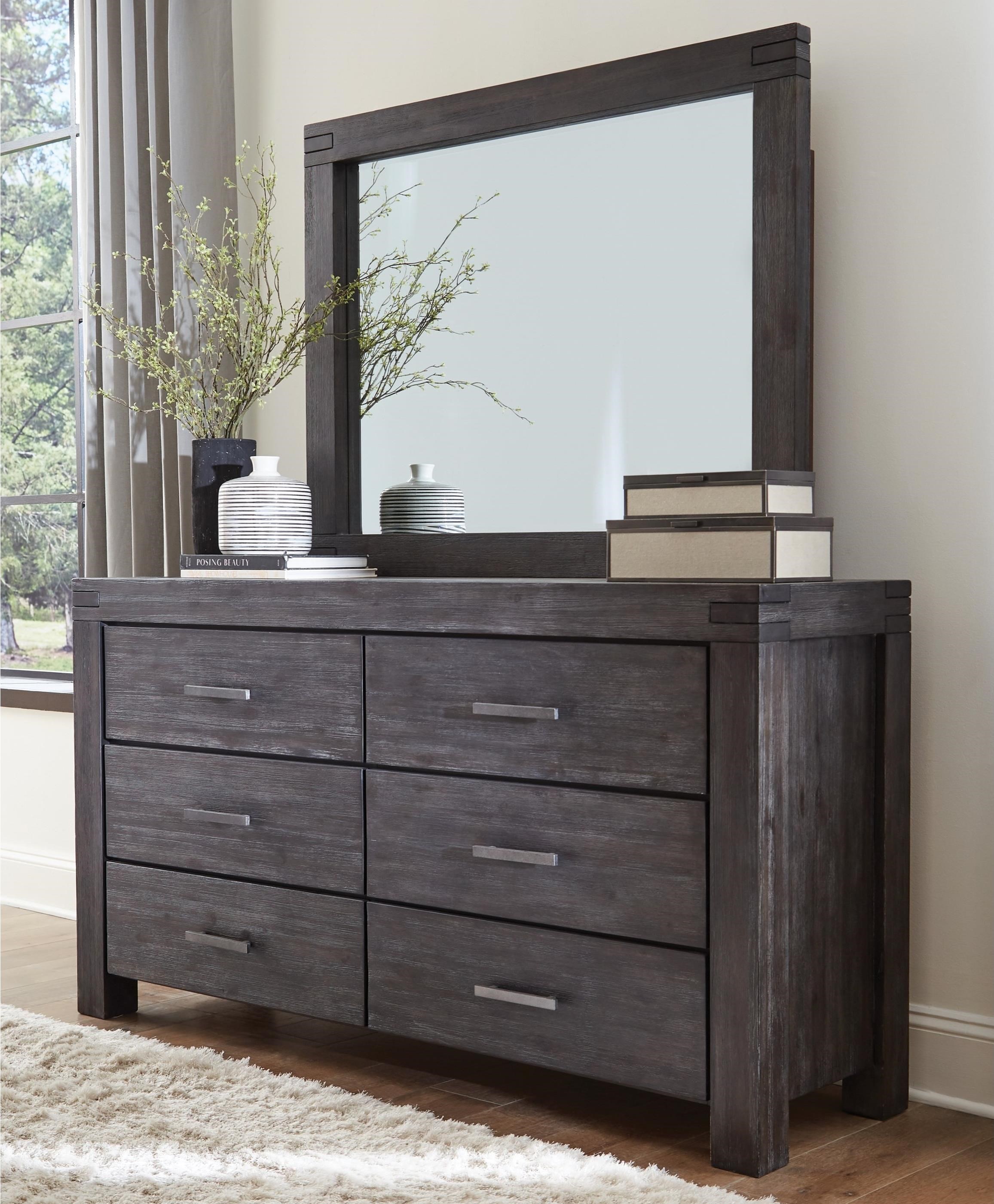 Meadow 6Drawer Dresser and Mirror with Wood Frame Sadler's Home Furnishings Dresser